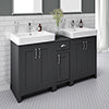 Chatsworth Traditional Graphite Double Basin Vanity + Cupboard Combination Unit profile small image view 1 