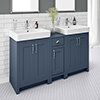 Chatsworth Traditional Blue Double Basin Vanity + Cupboard Combination Unit Small Image