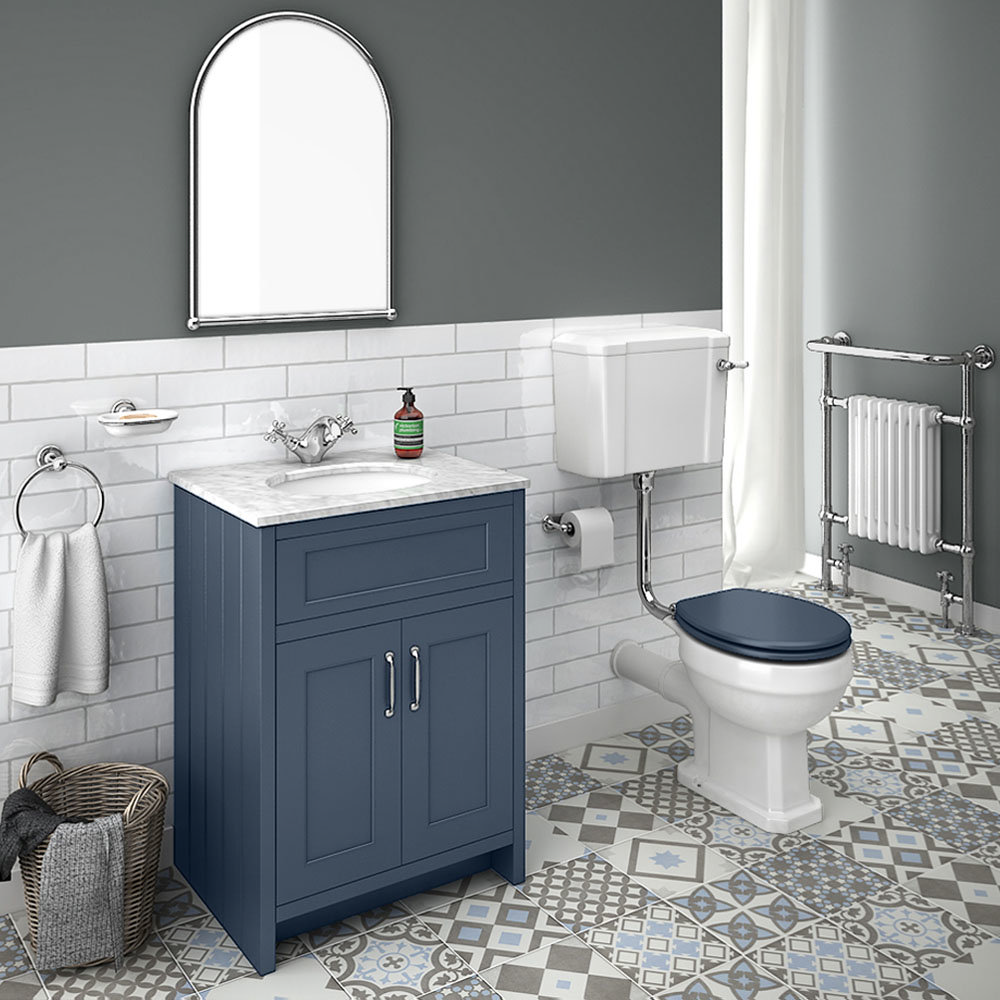 Chatsworth Blue White Marble 4-Piece Low Level Bathroom Suite