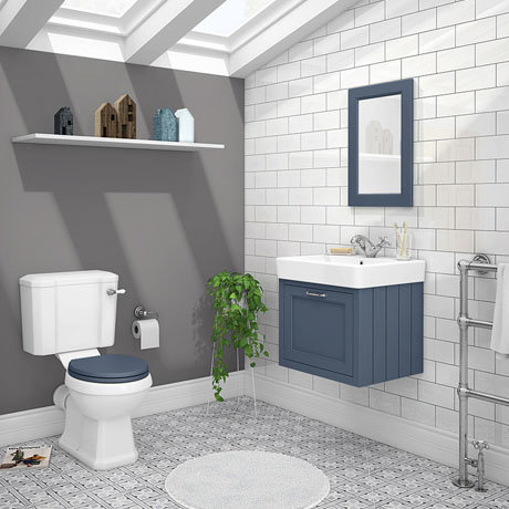 Chatsworth Blue Cloakroom Suite (Wall Hung Vanity Unit + Close Coupled Toilet)