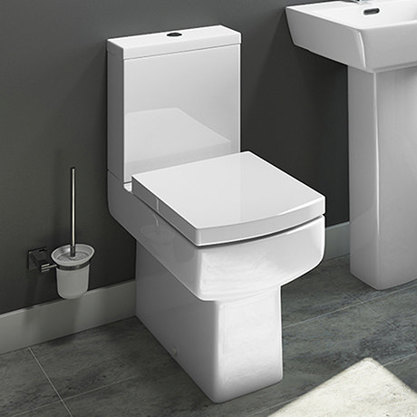 Cubo Modern Square BTW Close Coupled Toilet + Soft Close Seat