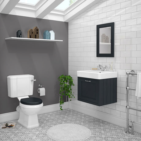 Chatsworth Graphite Cloakroom Suite Wall Hung Vanity Unit Close