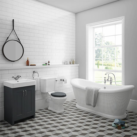 Chatsworth Graphite Close Coupled Roll Top Bathroom Suite