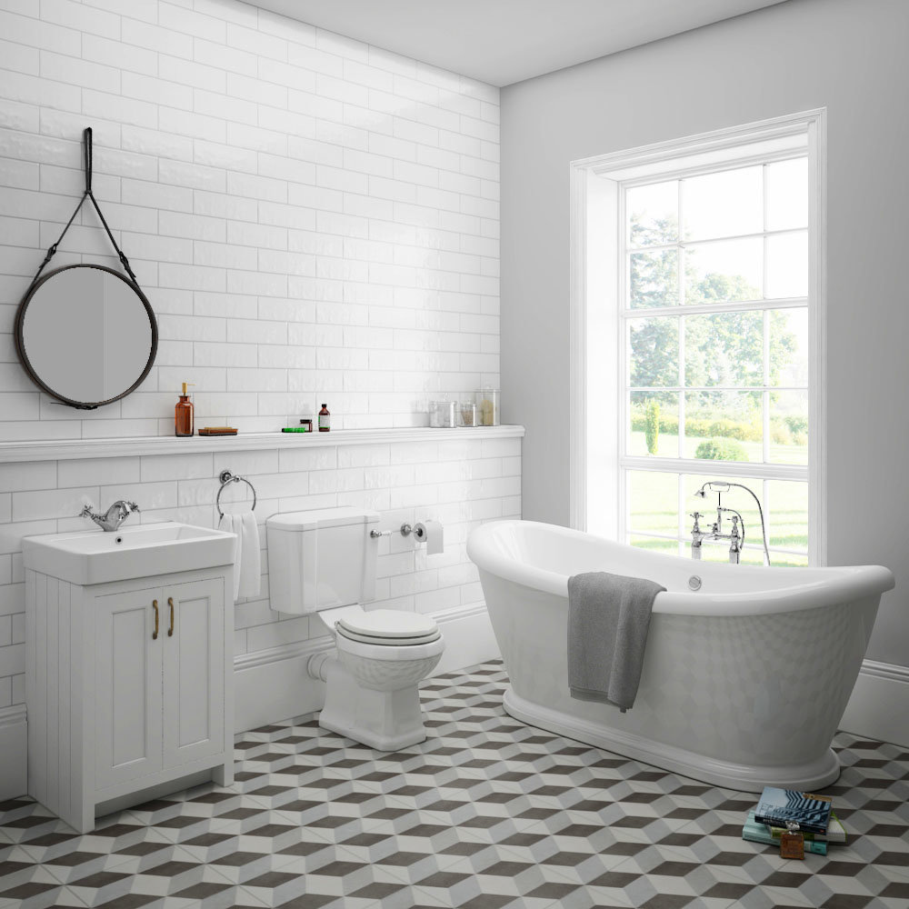Chatsworth White Close Coupled Roll Top Bathroom Suite