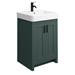 Chatsworth Traditional Green Double Basin Vanity + Cupboard Combination Unit with Matt Black Handles profile small image view 3 