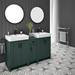 Chatsworth Traditional Green Double Basin Vanity + Cupboard Combination Unit with Matt Black Handles profile small image view 5 