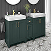 Chatsworth Traditional Green Double Basin Vanity + Cupboard Combination Unit Small Image