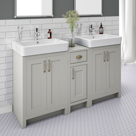 Sworth Traditional Grey Double Basin Vanity Cupboard Combination Unit Victorian Plumbing Uk Sworth Traditional Grey Double, Double Basin Vanity Unit Grey