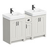 Chatsworth Traditional Grey Double Basin Vanity + Cupboard Combination Unit with Matt Black Handles profile small image view 1 