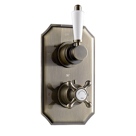 Chatsworth 1928 Antique Brass Traditional Twin Concealed Shower Valve 