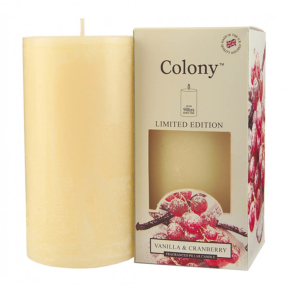 Wax Lyrical Colony Vanilla & Cranberry Pillar Scented Candle