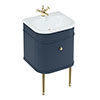 Burlington Chalfont 550mm Blue Single Drawer Vanity Unit with Gold Handle profile small image view 1 