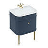 Burlington Chalfont 650mm Blue Single Drawer Vanity Unit with Gold Handle profile small image view 1 