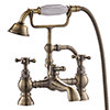 Chatsworth 1928 Antique Brass Crosshead Bath Shower Mixer Tap with Shower Kit profile small image view 1 