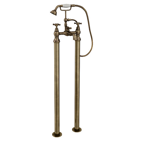 Chatsworth 1928 Antique Brass Crosshead Freestanding Bath Shower Mixer Tap
