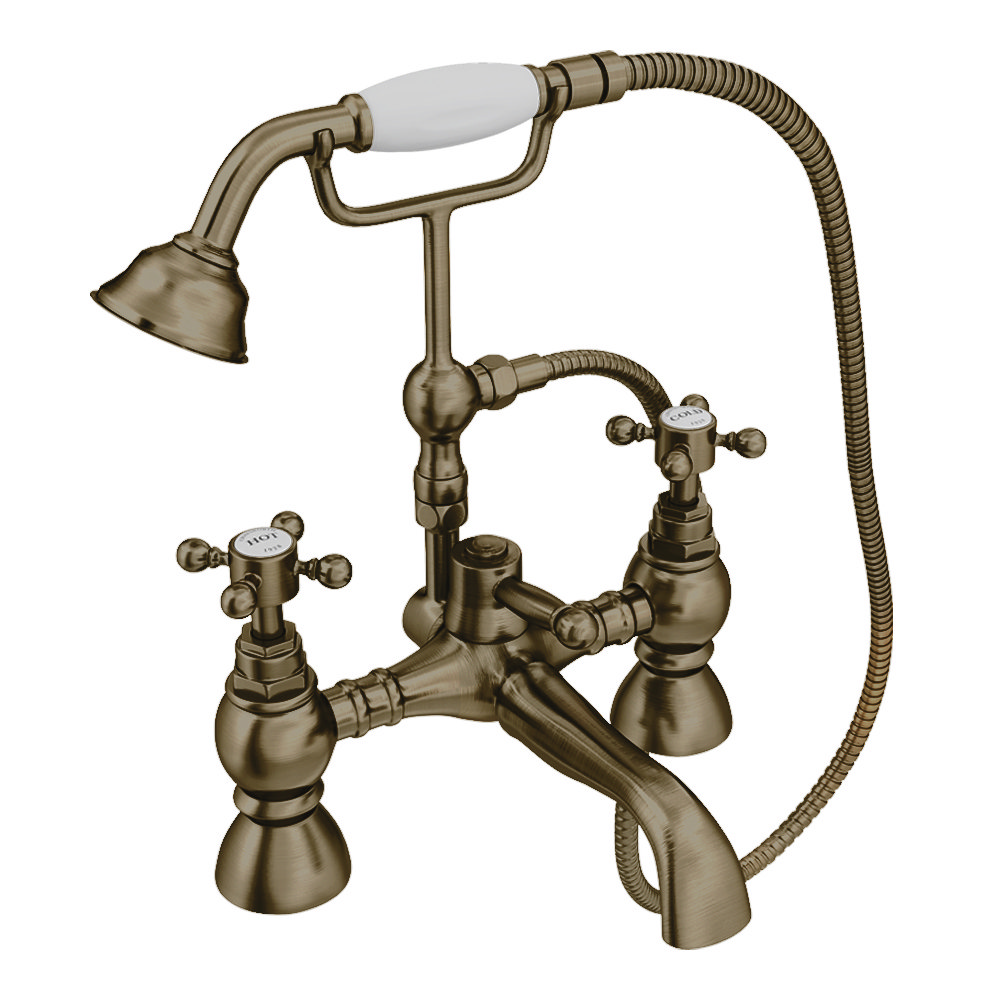 Chatsworth 1928 Antique Brass Crosshead Bath Shower Mixer Tap with ...