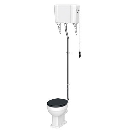 Chatsworth High Level Traditional Toilet w. Graphite Seat & Black Flush ...