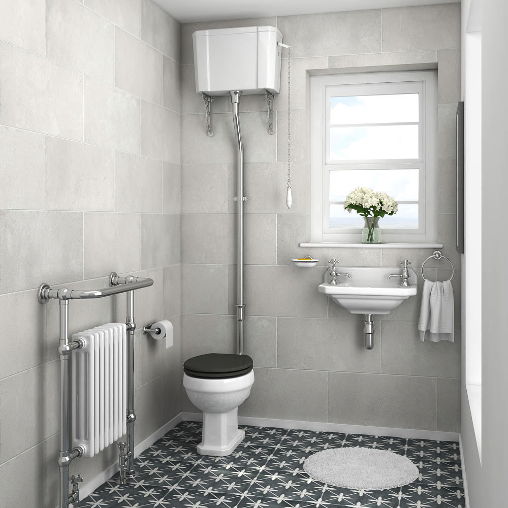 Chatsworth Chrome High Level Traditional WC Flush Pipe Kit Victorian Plumbing UK
