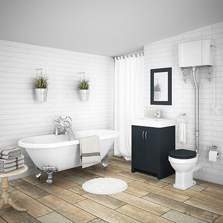 Chatsworth High Level Graphite Roll Top Bathroom Suite