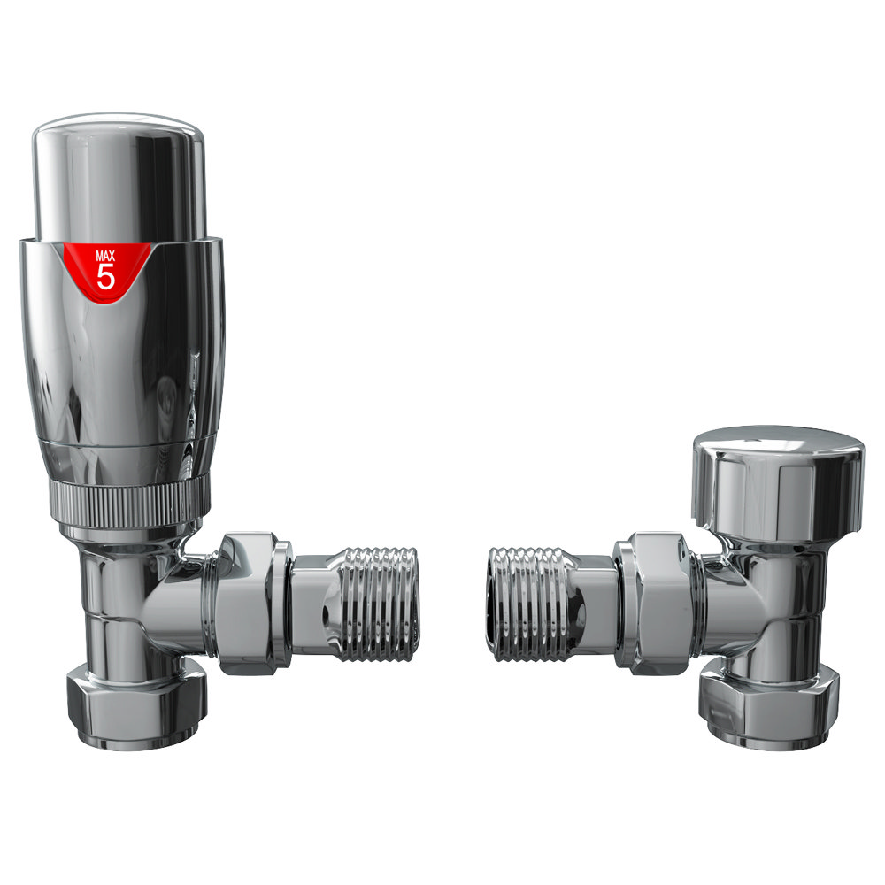 Monza Modern Chrome Angled Radiator Valves At Victorian Plumbing