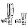 Monza Modern Chrome Angled Thermostatic Radiator Valves profile small image view 1 