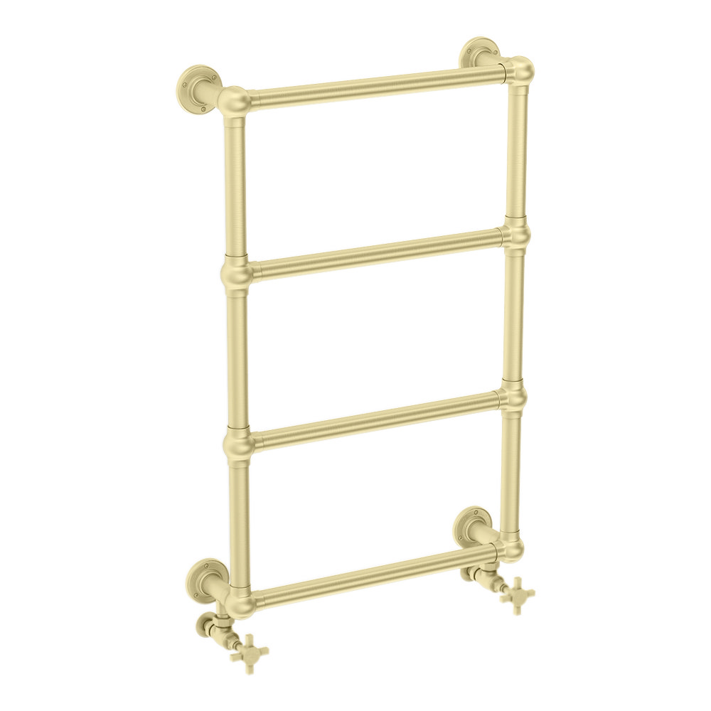 Chatsworth Traditional 498 X 748mm Brushed Brass Wall Mounted Heated Towel Rail Victorian