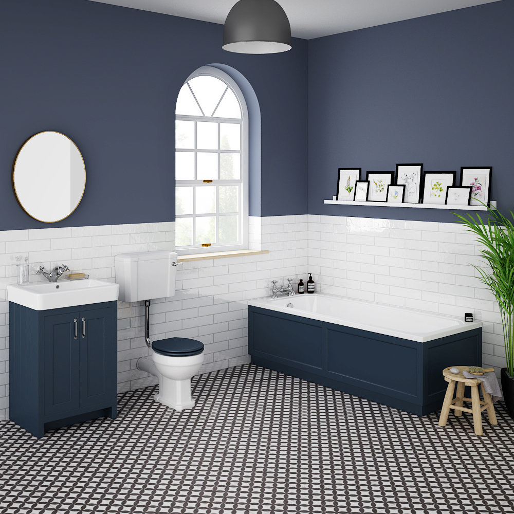 Chatsworth Blue Bathroom Suite Inc. 1700 x 700 Bath with Panels