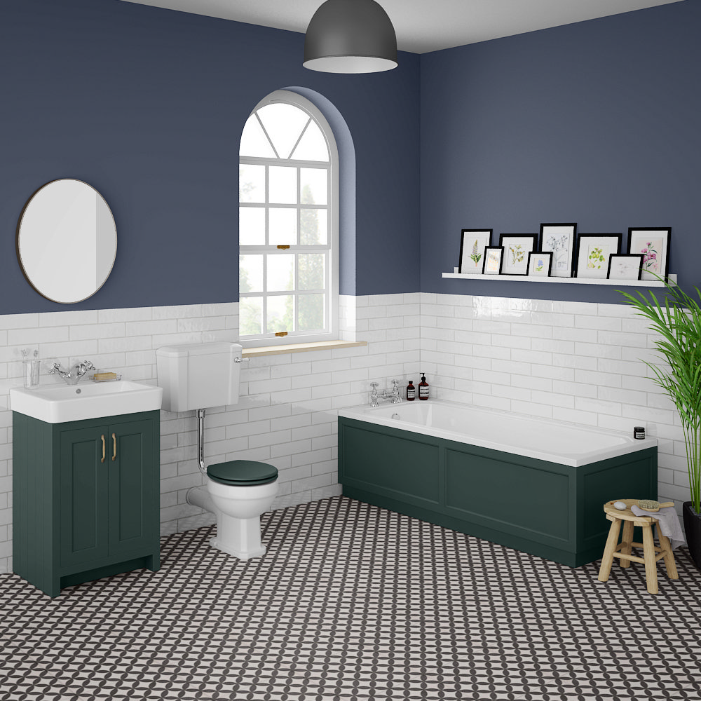 Chatsworth Green Bathroom Suite incl. 1700 x 700 Bath with Panels Victorian Plumbing UK