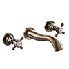 Chatsworth 1928 Antique Brass Wall Mounted Crosshead Basin Mixer Tap profile small image view 1 