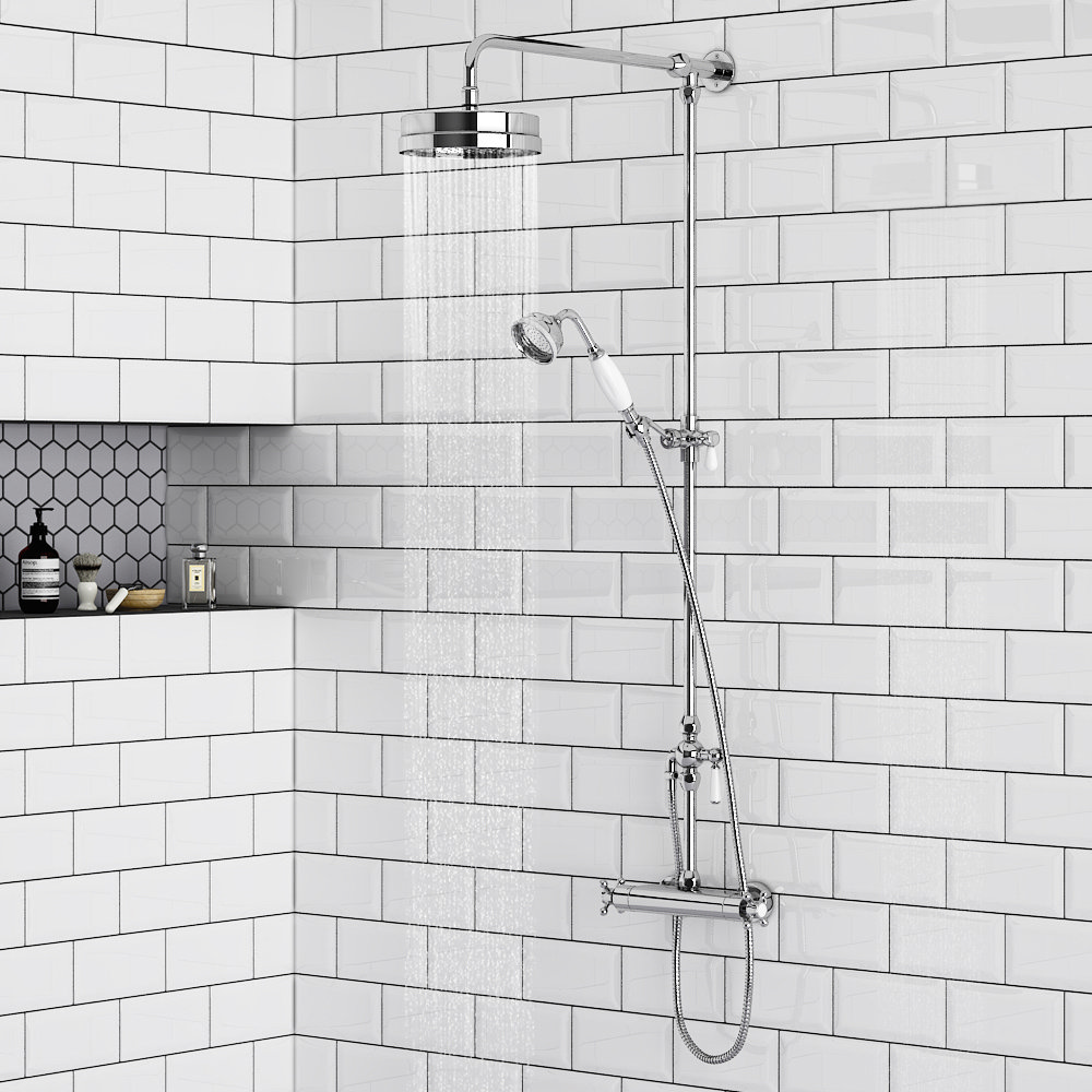 Chatsworth Traditional Crosshead Top Outlet Thermostatic Bar Shower Valve inc. Rigid Riser Kit