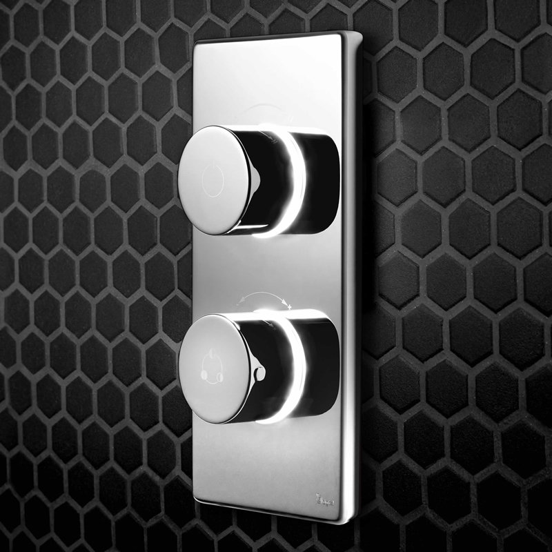 Bathroom Brands Contemporary 2025 Dual Outlet Digital Shower Valve (Bath/Shower) - Close up image of a chrome digital shower valve