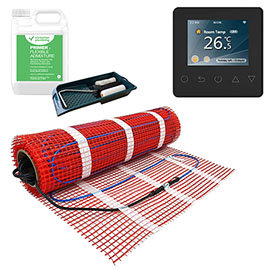 Caldo Underfloor Heating Kit w. Black Programmable Timerstat Bundle - Various Sizes