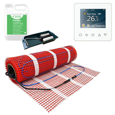 Caldo Underfloor Heating Kit with White Programmable Timerstat Bundle - Various Sizes