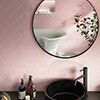 Coleford Dusky Pink Chevron Effect Wall Tiles - 300 x 75mm Small Image