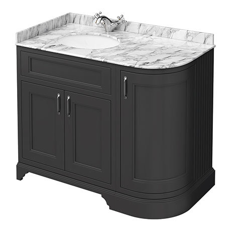 Chatsworth Graphite Rh 1005mm Curved Corner Vanity Unit With White