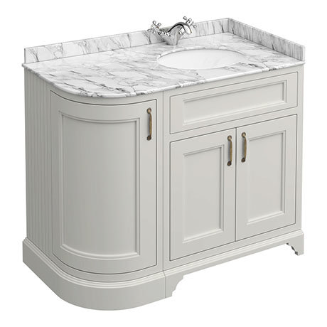 Chatsworth Grey Lh 1005mm Curved Corner Vanity Unit With White