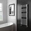 Diamond Heated Towel Rail - W500 x H1200mm - Chrome - Straight profile small image view 1 