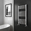Diamond Curved Heated Towel Rail - W600 x H1000mm - Chrome profile small image view 1 