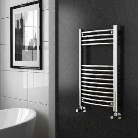 Diamond Curved Heated Towel Rail - W500 x H800mm - Chrome