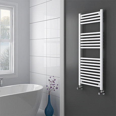 Diamond Heated Towel Rail W500 X H1200mm White Straight At Victorian Plumbing Uk - How To Clean Bathroom Towel Rail