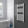 Diamond Heated Towel Rail - W600 x H1200mm - White - Straight profile small image view 1 