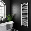 Diamond Curved Heated Towel Rail - W600 x H1600mm - White profile small image view 1 