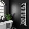 Diamond Heated Towel Rail - W500 x H1600mm - White - Straight profile small image view 1 