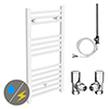 Diamond White 400 x 800mm Straight Heated Towel Rail (incl. Valves + Electric Heating Kit) profile small image view 1 