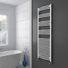 Diamond Curved Heated Towel Rail - W600 x H1800mm - White profile small image view 1 