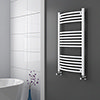 Diamond Curved Heated Towel Rail - W600 x H1000mm - White profile small image view 1 