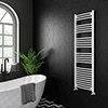 Diamond Curved Heated Towel Rail - W500 x H1600mm - White profile small image view 1 