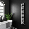 Diamond Heated Towel Rail - W300 x H1600mm - White - Straight profile small image view 1 
