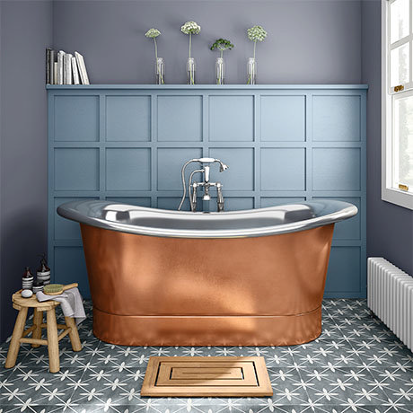 Trafalgar Copper 1700 x 710mm Double Ended Slipper Roll Top Bath Tub (Nickel Inside)