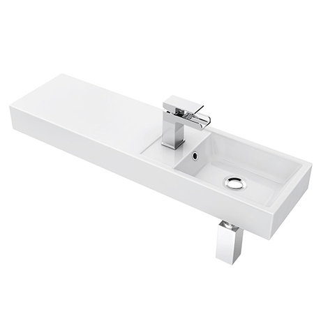 Valencia 800mm Wall Hung Polymarble Basin with Integrated Shelf